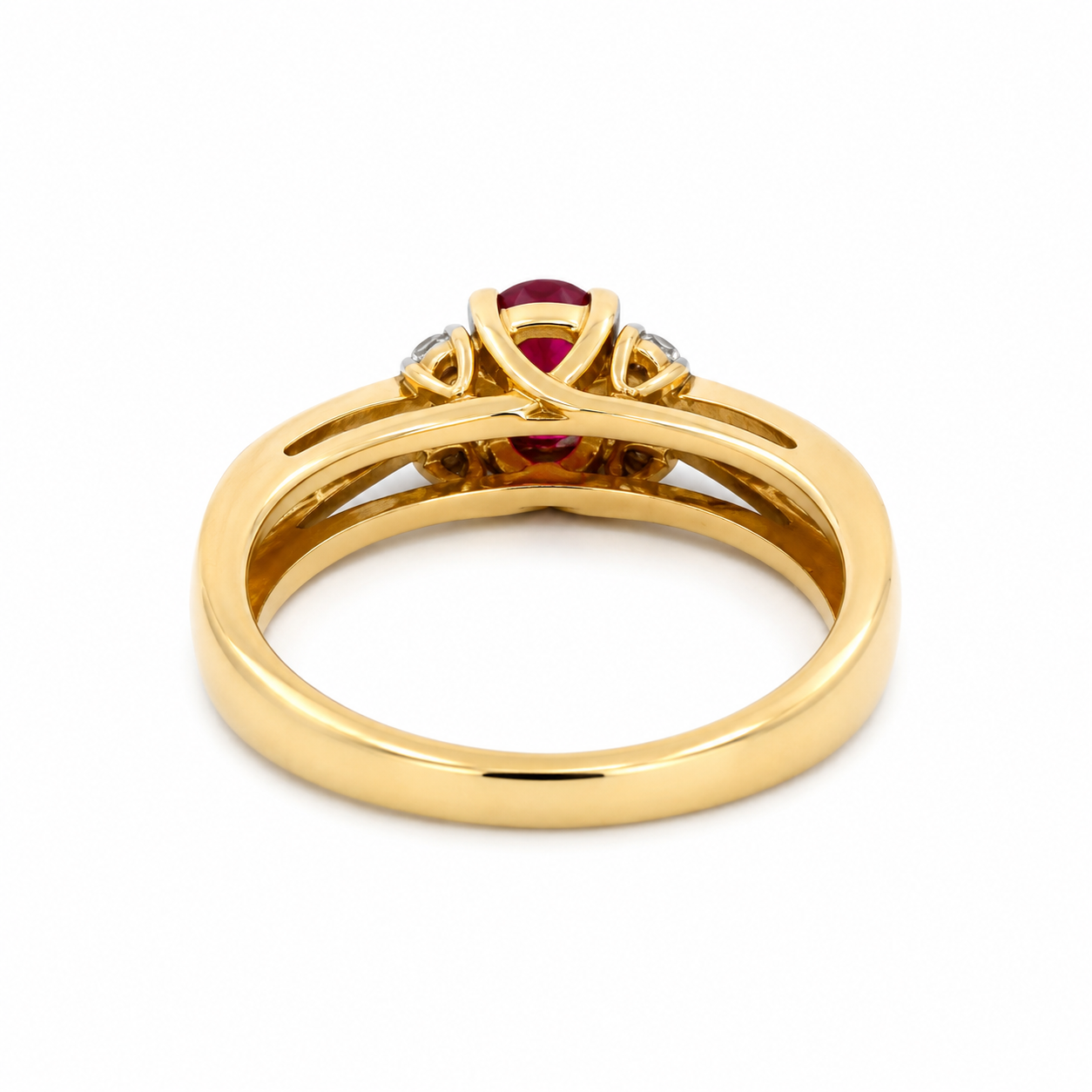 14K Yellow Gold Oval Ruby & Diamond Ring