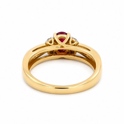 14K Yellow Gold Oval Ruby & Diamond Ring