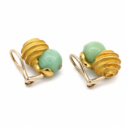 18K Yellow Gold Jade Bead French Clip Earrings – C.W.