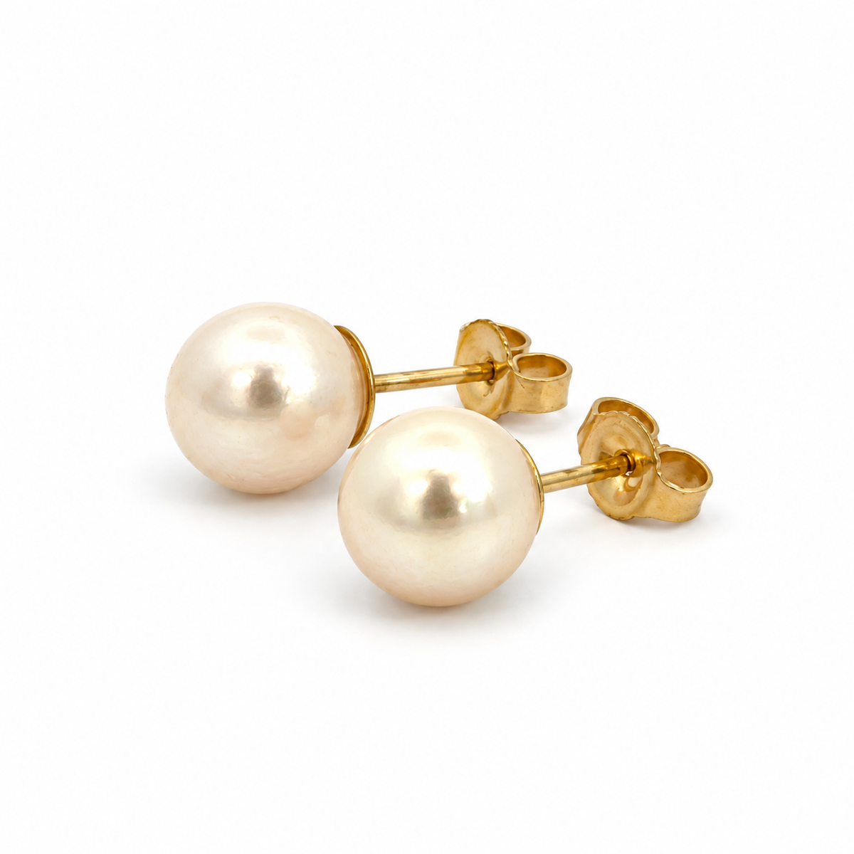 Yellow Gold 7mm Pearl Stud Earrings