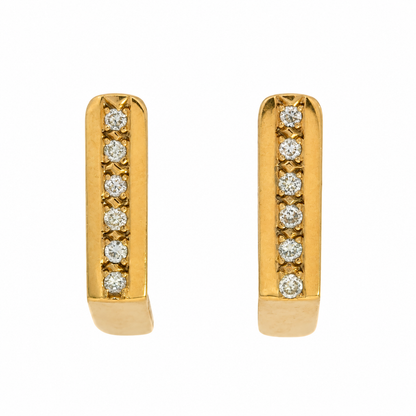 14K Yellow Gold Diamond Bar Earrings