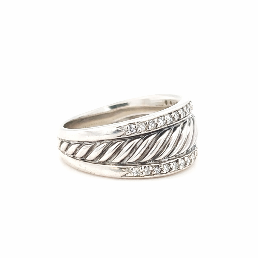David Yurman Sterling Silver & Diamond Band Ring