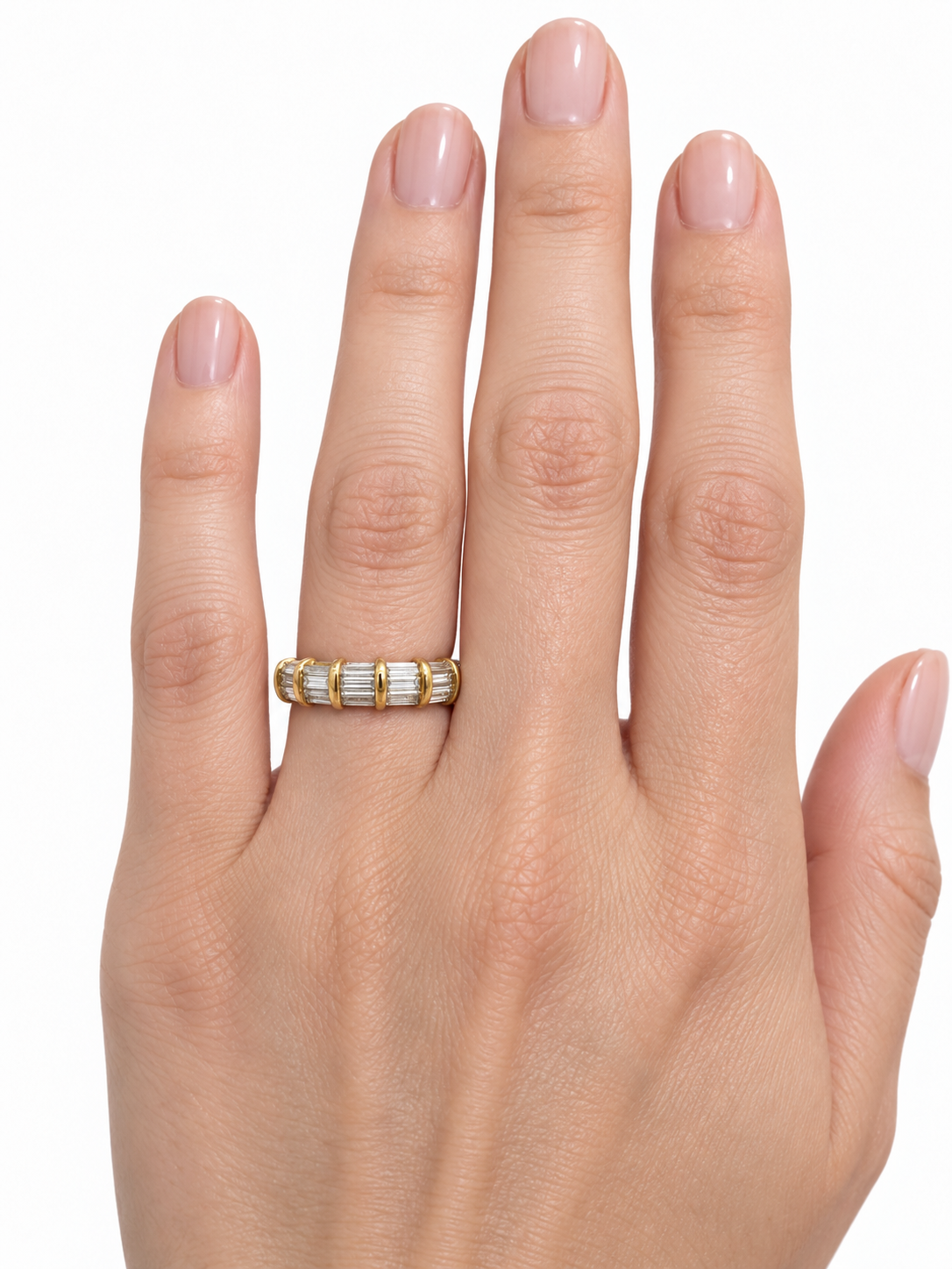 Platinum & 18K Yellow Gold Baguette Diamond Band