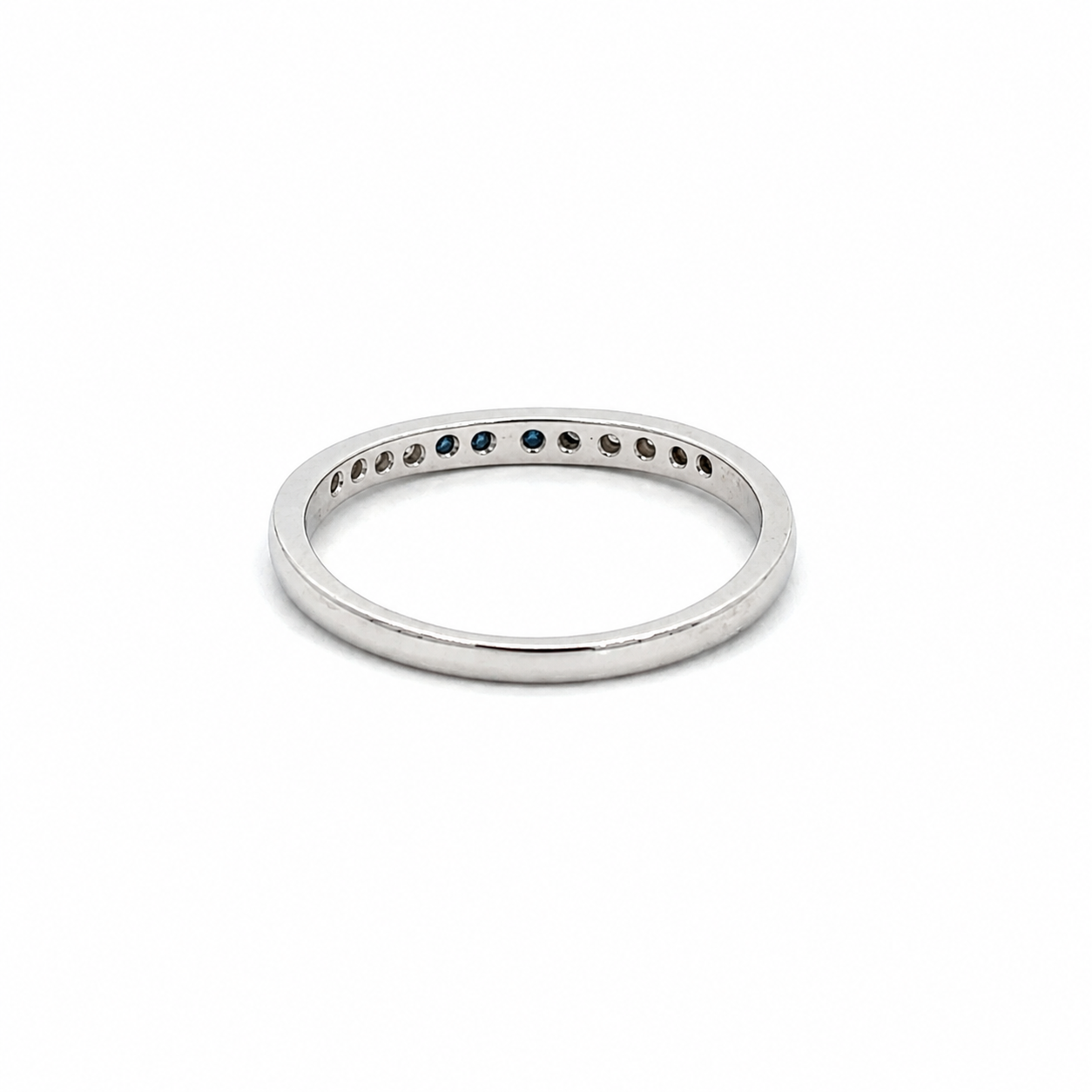 Platinum Sapphire & Diamond Band Ring Size 7.5
