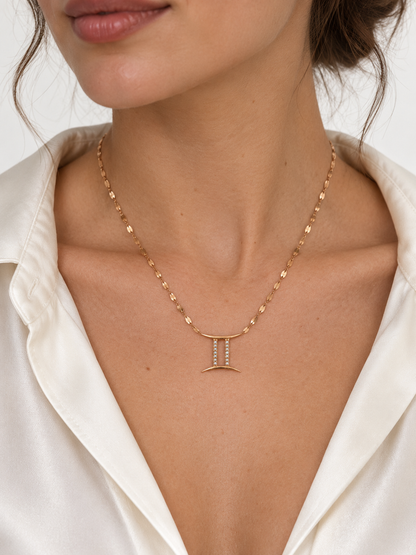 Lana Jewelry 14K Rose Gold Diamond Gemini Necklace