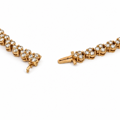 14K Yellow Gold Diamond Three-Stone Cluster Necklace