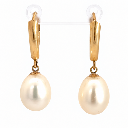 Vintage 14K Yellow Gold Freshwater Baroque Pearl Drop Earrings