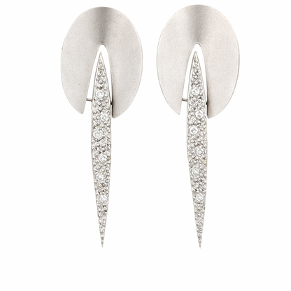Contemporary 18K White Gold Linear Diamond Dangle Earrings