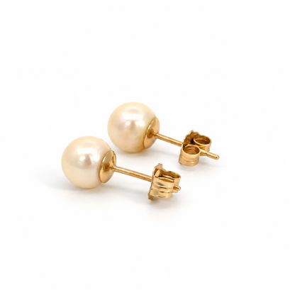14K Yellow Gold 6mm Pearl Stud Earrings