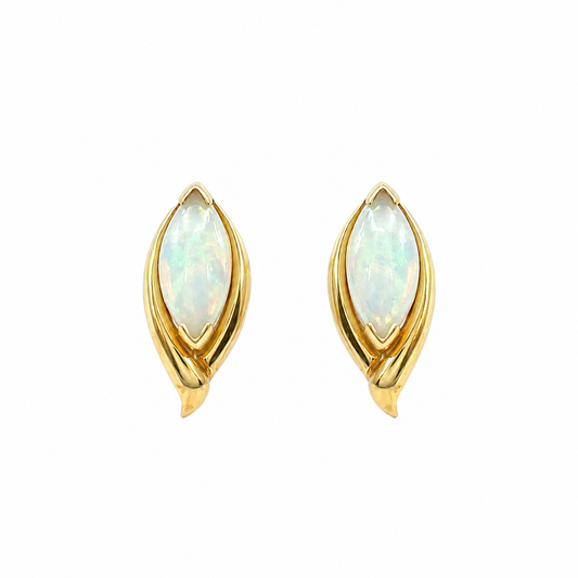 Marquise Opal Post Earrings in 14K Gold