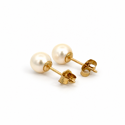 14K Yellow Gold Petite 5mm Pearl Stud Earrings