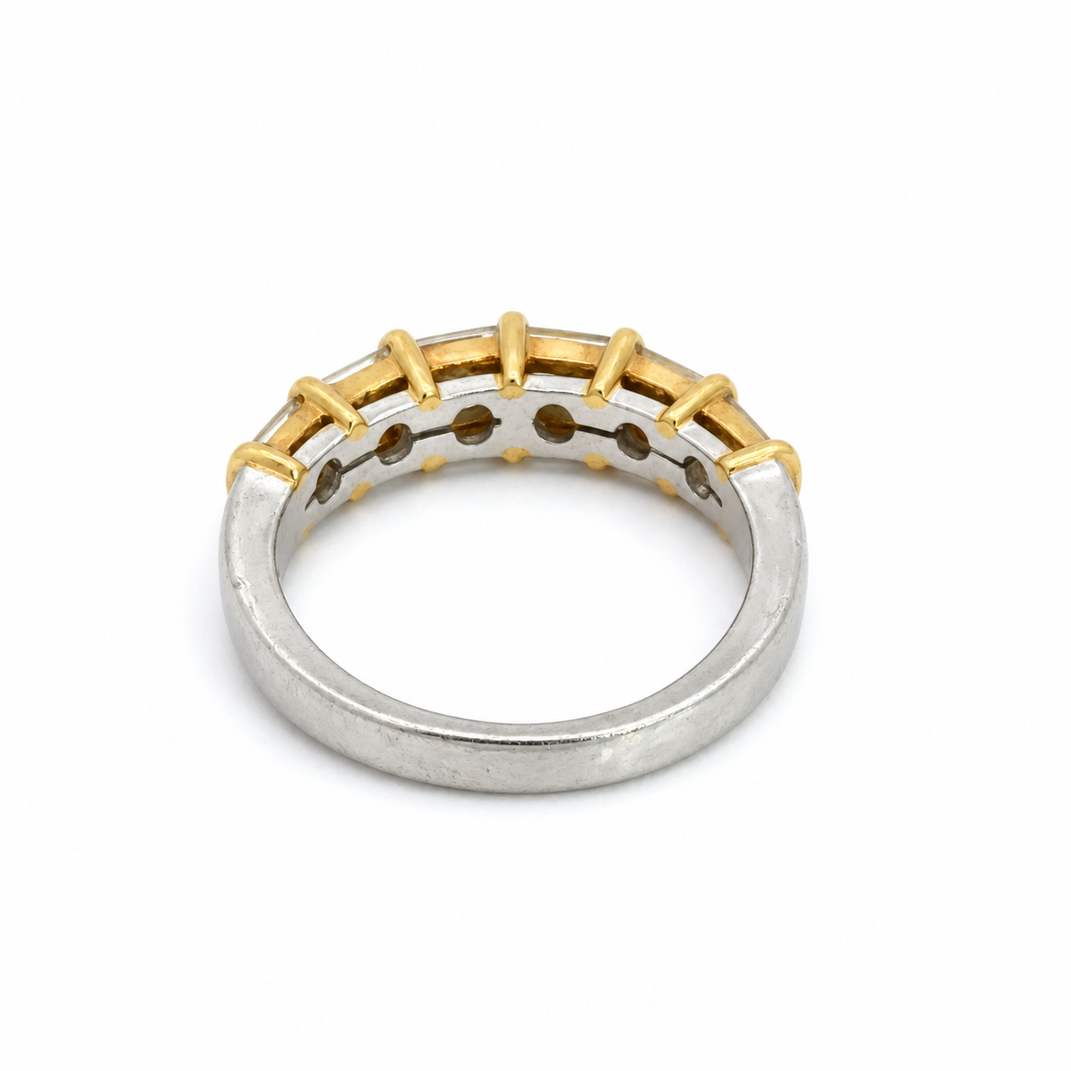 Platinum & 18K Yellow Gold Baguette Diamond Band