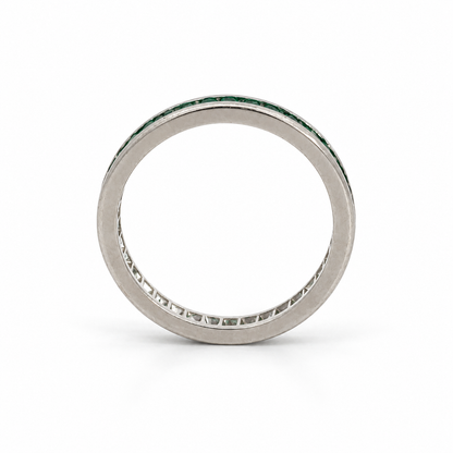 14K White Gold Emerald Eternity Stacking Band