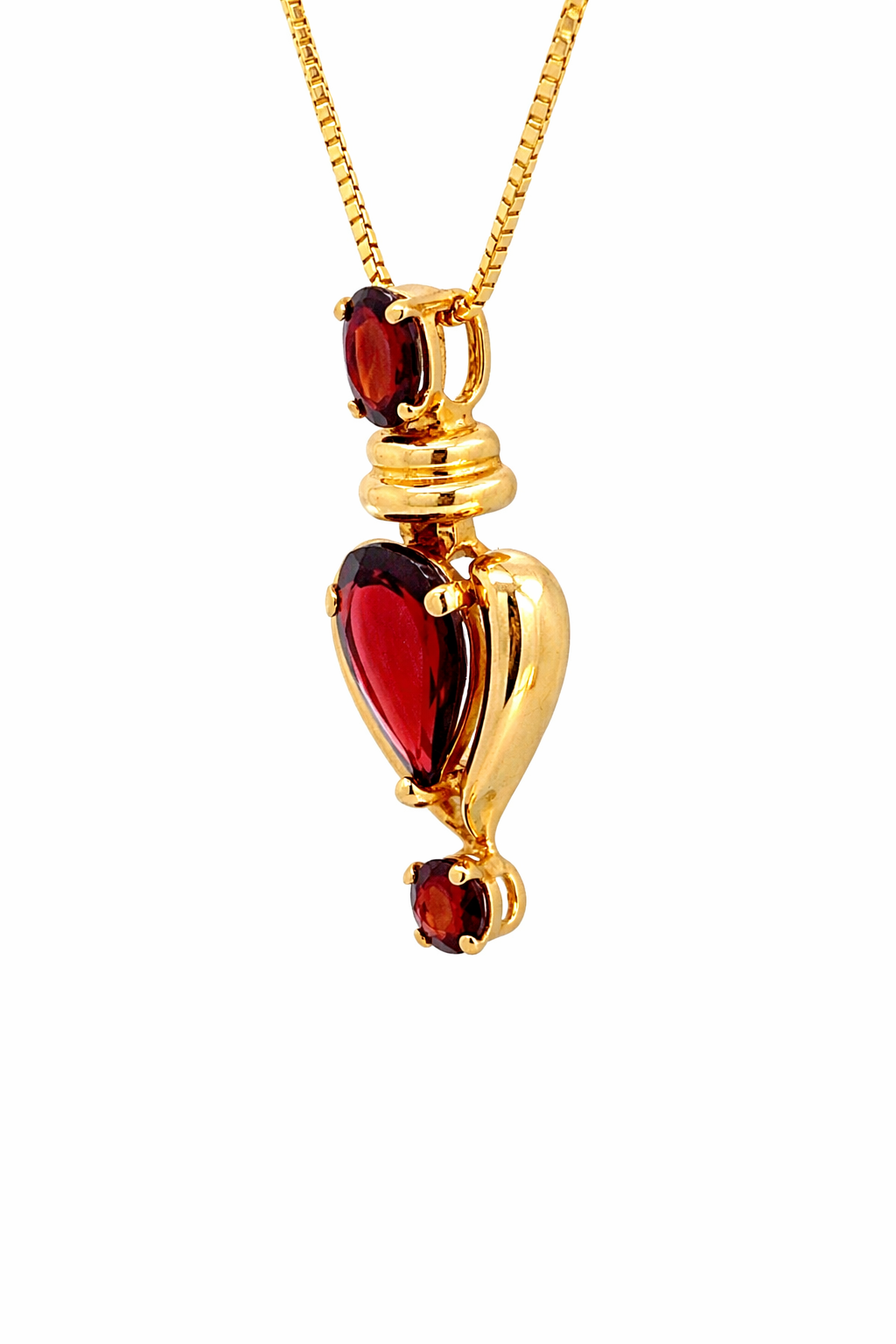 14K Yellow Gold Garnet Heart Pendant
