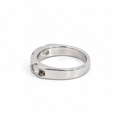 Estate Platinum Round & Baguette Diamond Band Ring