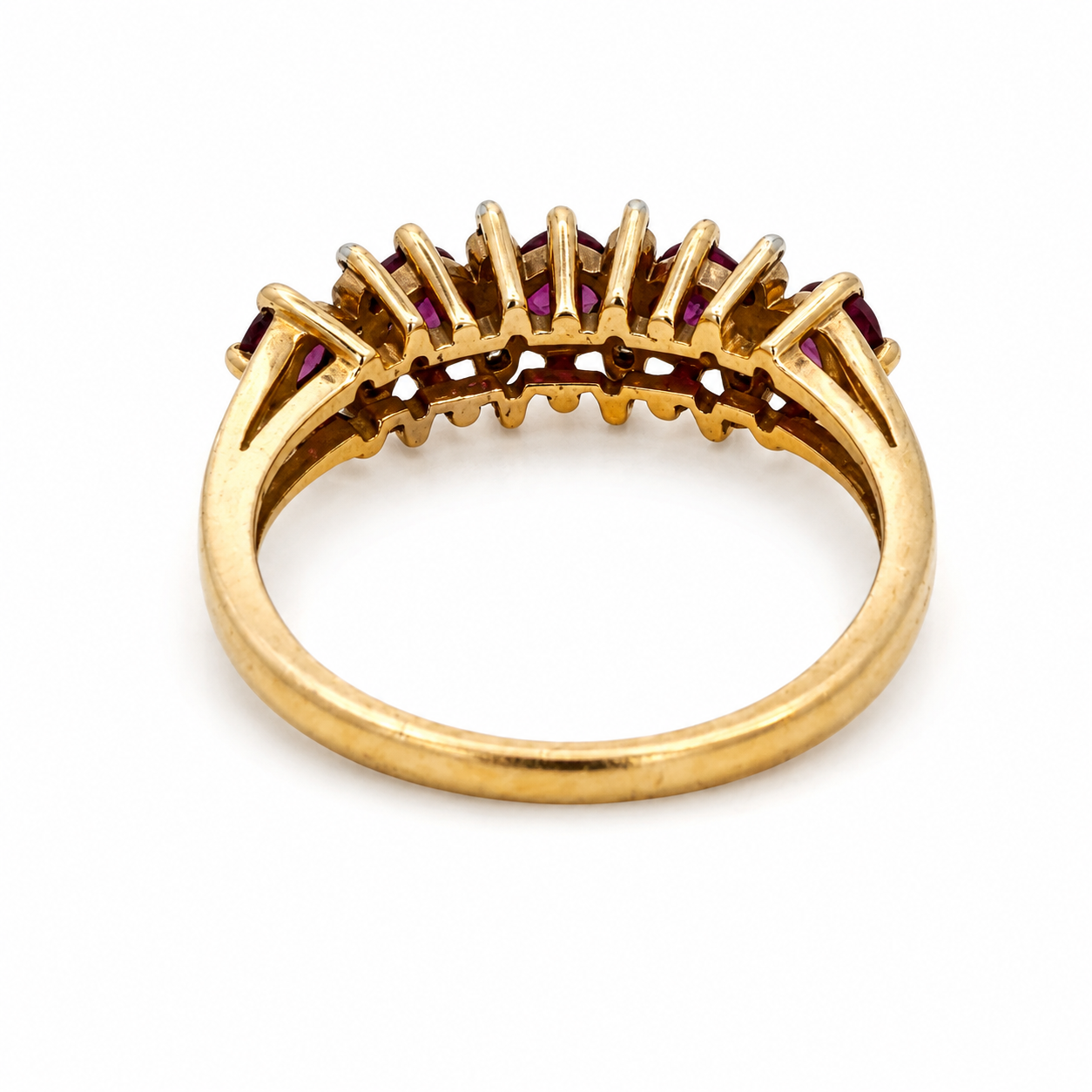 Vintage 14K Yellow Gold Ruby & Diamond Five-Stone Gold Ring