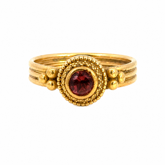 Vintage 22K/18K Yellow Gold Pink/Red Tourmaline Ring