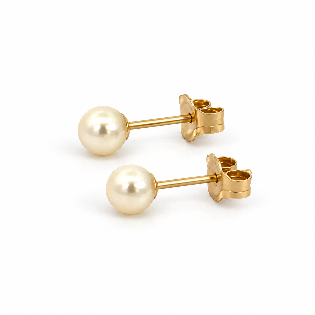 14K Yellow Gold 3mm Pearl Stud Earrings