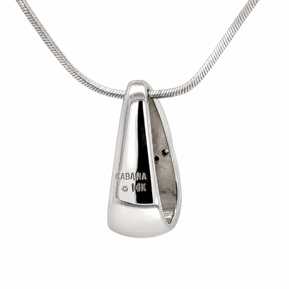 Kabana 14K White Gold Mother of Pearl & Diamond Pendant Necklace – 20” Italian Snake Chain