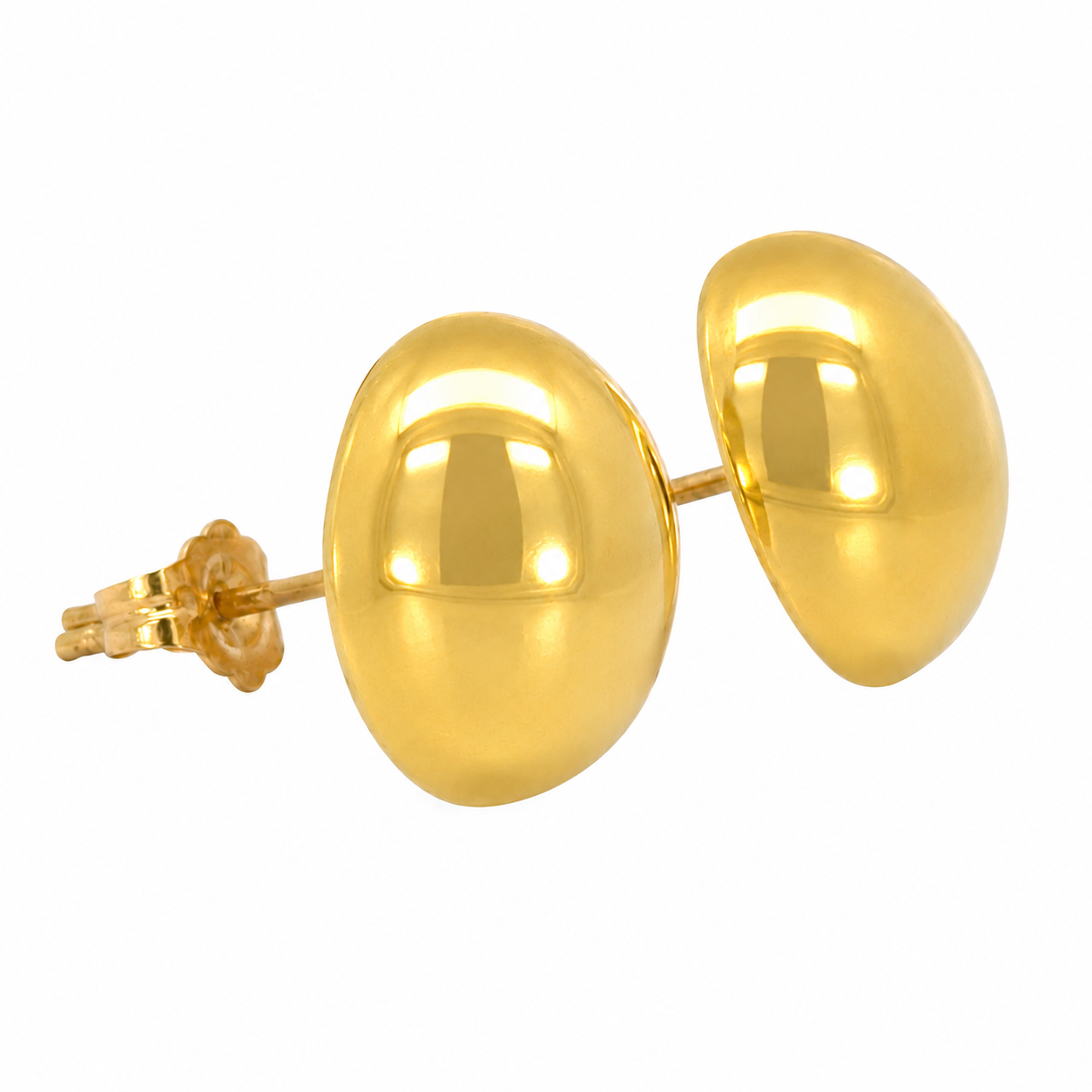 14K Yellow Gold Dome Stud Earrings