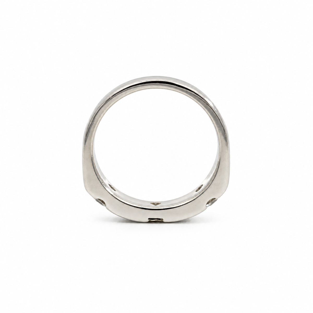 Estate Platinum Round & Baguette Diamond Band Ring