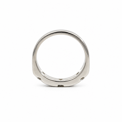 Estate Platinum Round & Baguette Diamond Band Ring