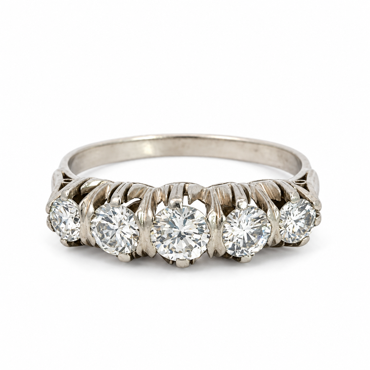 Antique 1920s Platinum Five-Diamond Ring