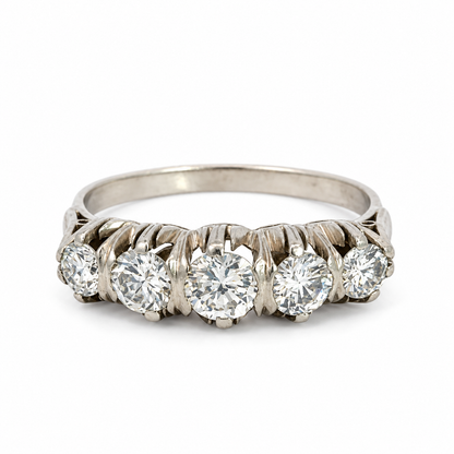 Antique 1920s Platinum Five-Diamond Ring