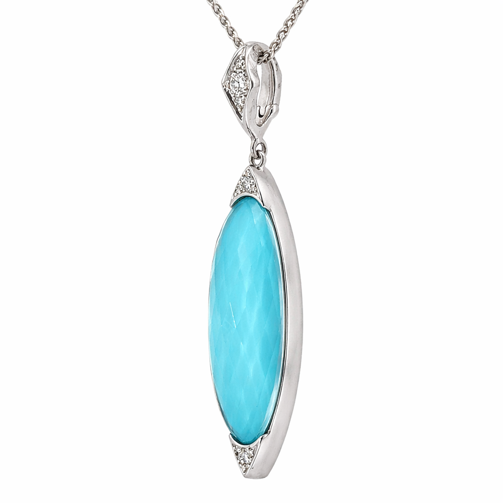 Stephen Webster Turquoise Quartz & Diamond Enhancer Pendant in 18K White Gold