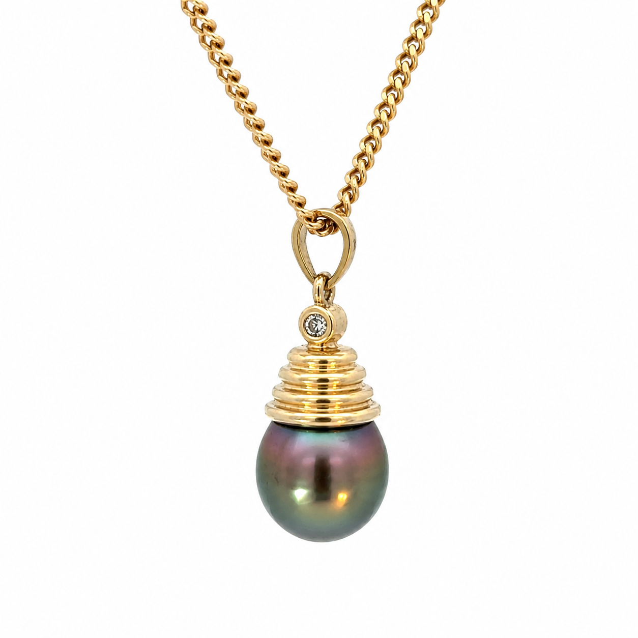 Elegant 14K Gold Blue Pearl Drop Pendant