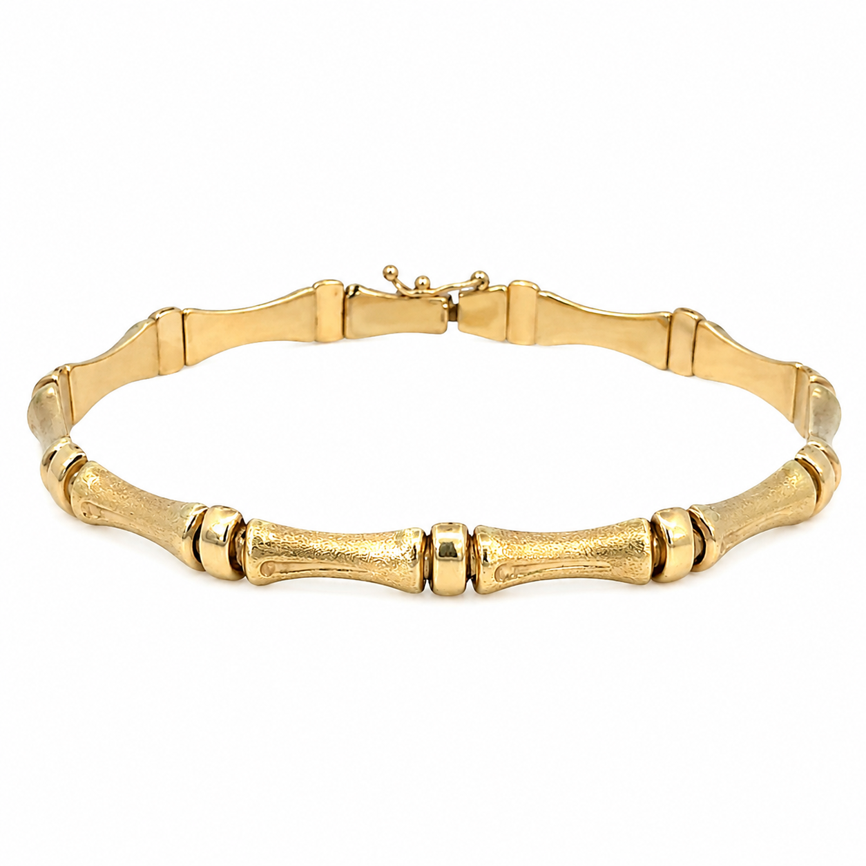 14K Gold Bamboo Link Bracelet Vintage