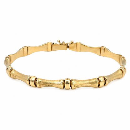 14K Gold Bamboo Link Bracelet Vintage