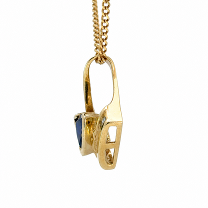 14K Yellow Gold Tanzanite Diamond Geometric Pendant