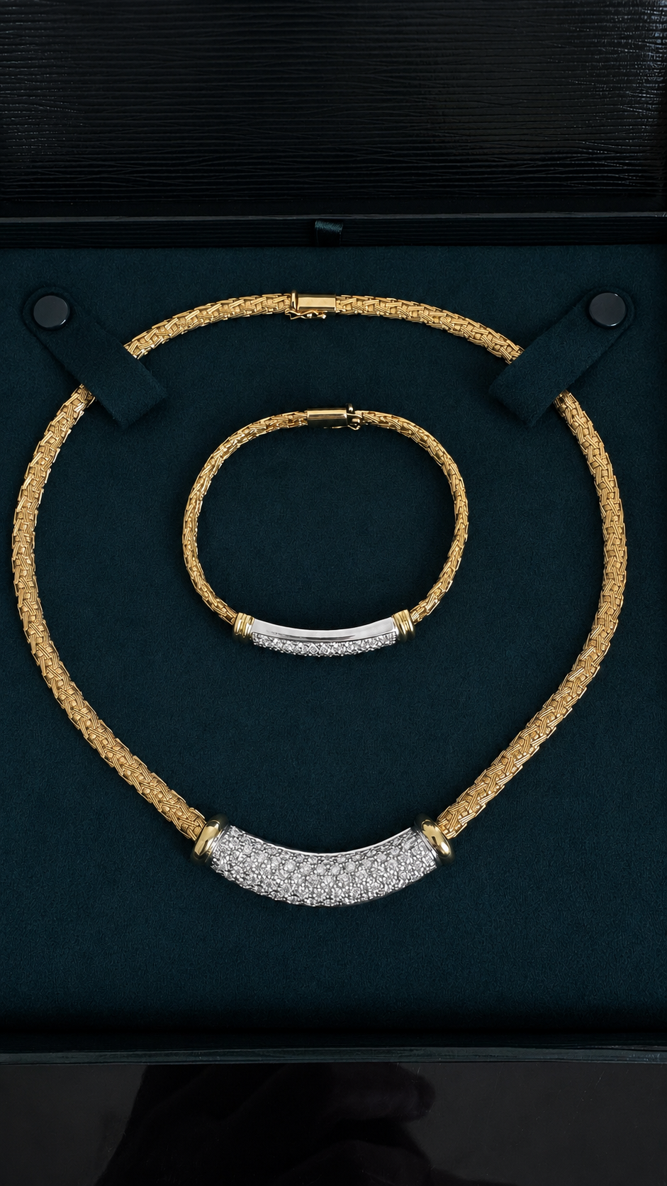 Roberto Coin Diamond Necklace & Bracelet Set – 18K Two-Tone Gold