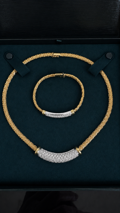 Roberto Coin Diamond Necklace & Bracelet Set – 18K Two-Tone Gold