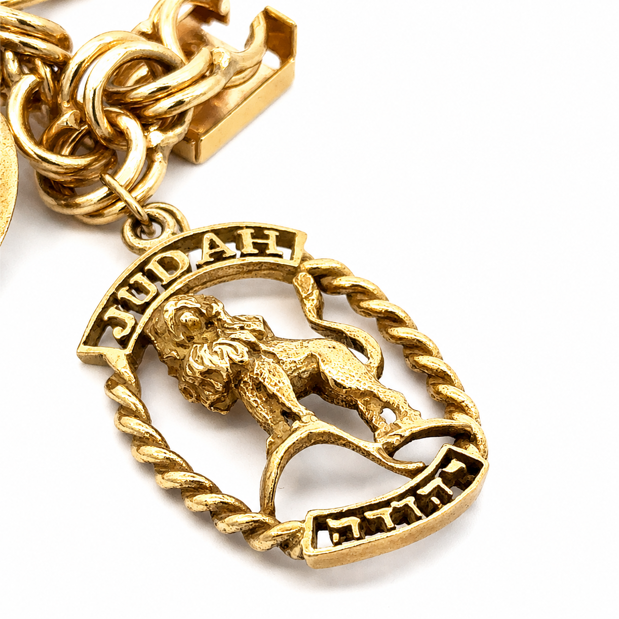 Vintage 14K Yellow Gold Twelve Tribes of Israel Charm Bracelet with 12 Large Gold Charms