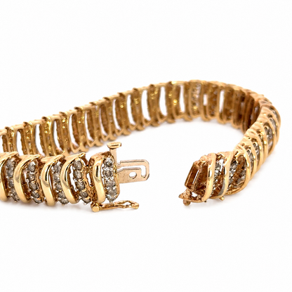 Vintage 1980’s Yellow Gold Diamond S-Link Bracelet