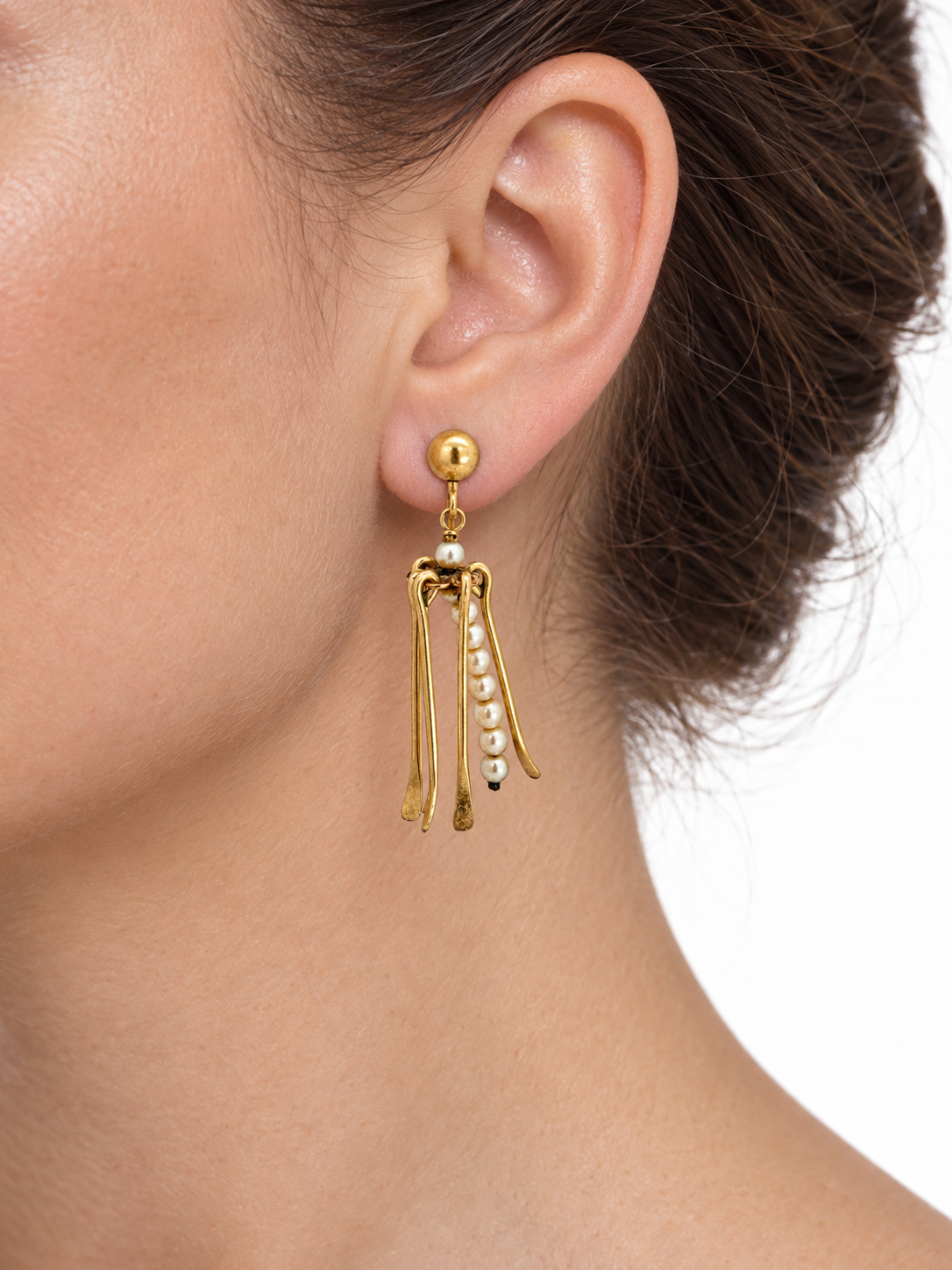 Vintage 1/20 12K Gold-Filled Seed Pearl Tassel Screw-Back Earrings