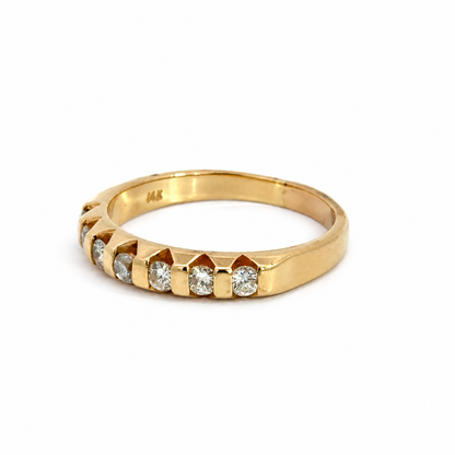 14K Yellow Gold Seven-Diamond Band Ring