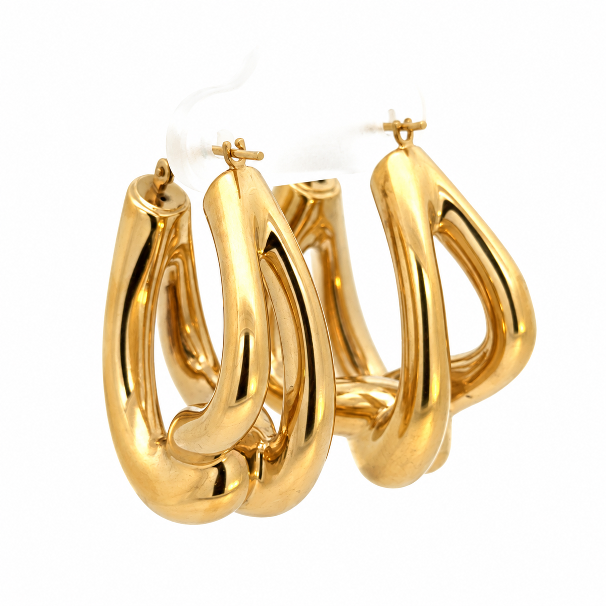 14K Yellow Gold Sculptural Hoop Earrings