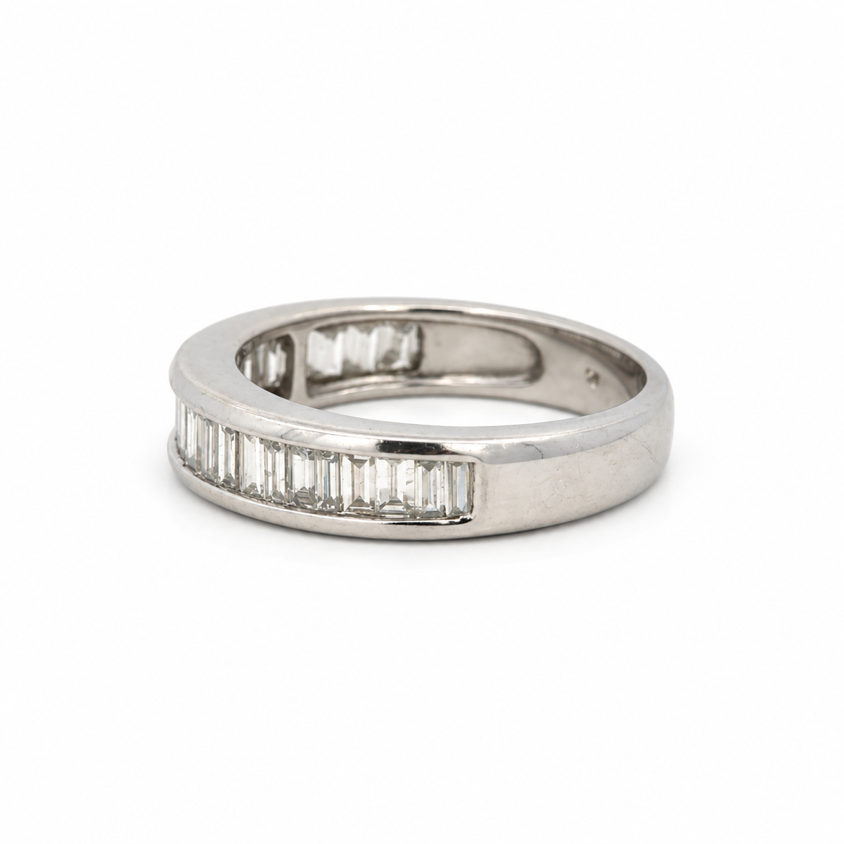 14K White Gold Baguette Diamond Band