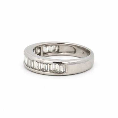 14K White Gold Baguette Diamond Band