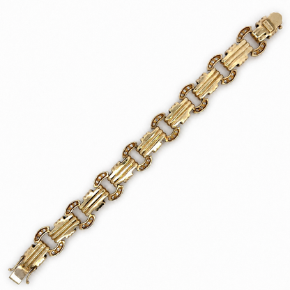 Retro 14K Yellow Gold Diamond Link Bracelet