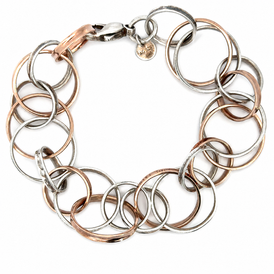 Tiffany & Co. 1837 Sterling Silver & Rubedo Metal Interlocking Circle Bracelet