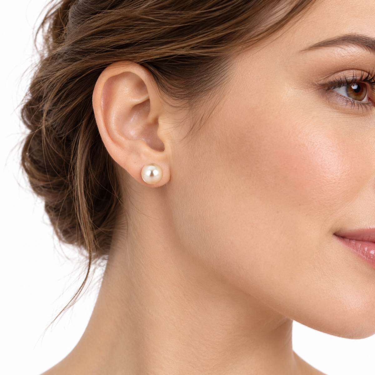Yellow Gold 7mm Pearl Stud Earrings