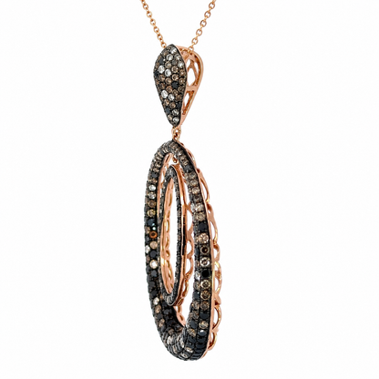 Effy 14K Rose Gold Chocolate & Black Diamond Circle Pendant Necklace – 18” Chain