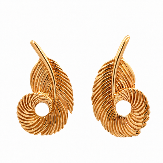 McKoy 14K Yellow Gold Sculpted Feather Earrings