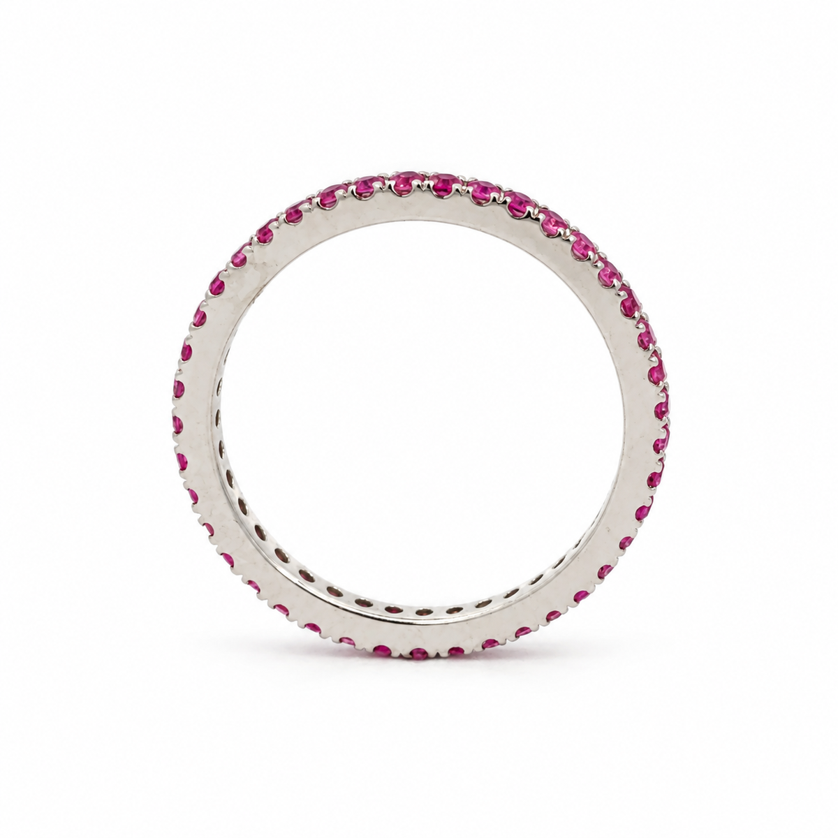 18K White Gold Pink Ruby Eternity Band | 41 Rubies