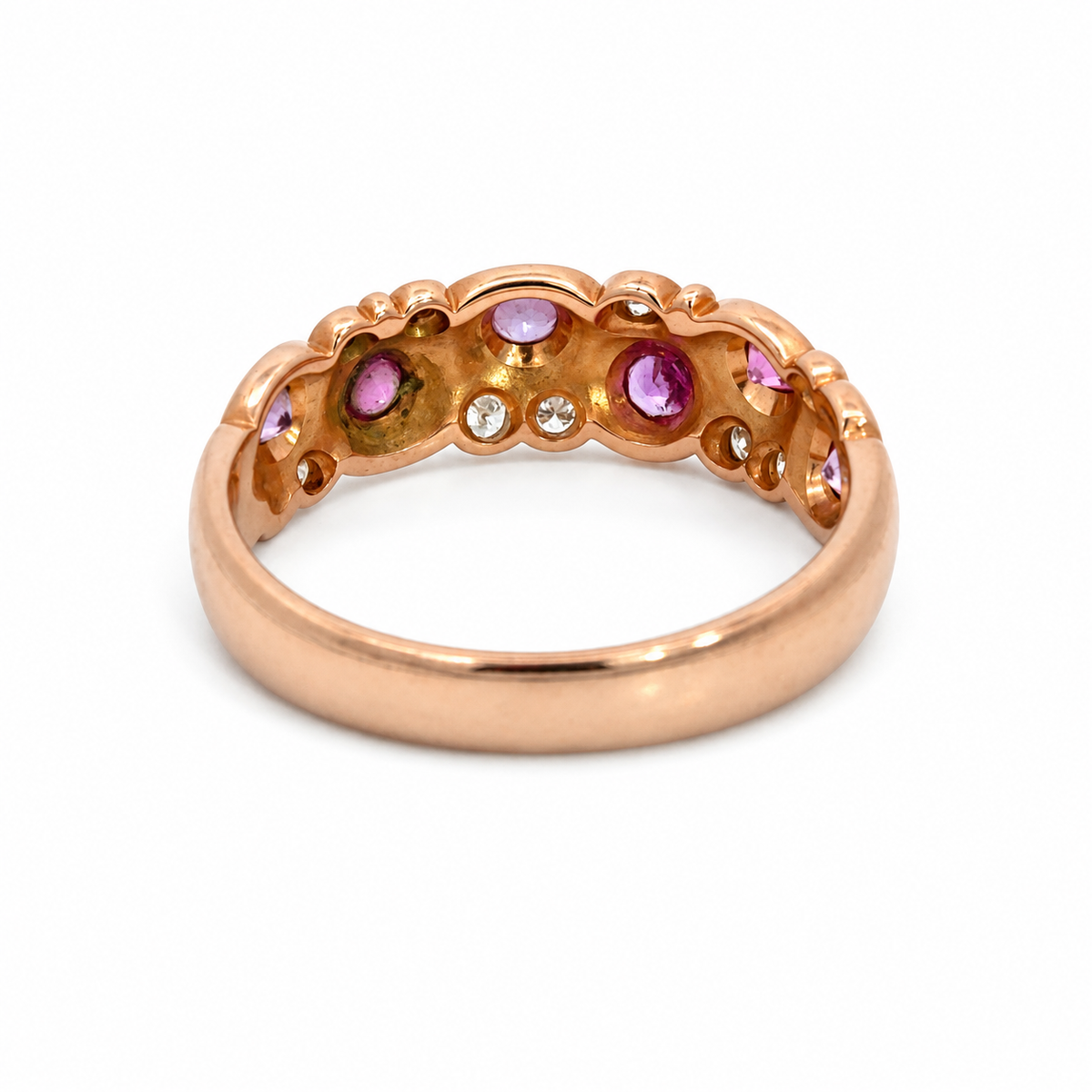 18K Rose Gold Ruby & Diamond Artistic Band Ring