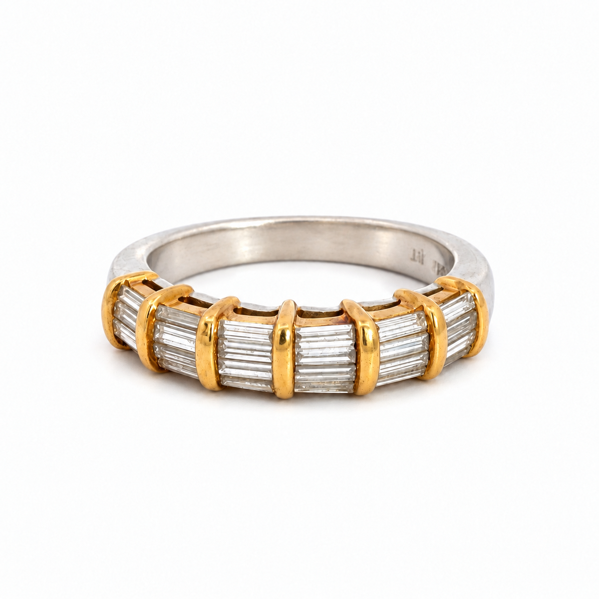 Platinum & 18K Yellow Gold Baguette Diamond Band